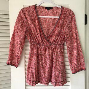 Boden Leaf Print Empire Waist Top